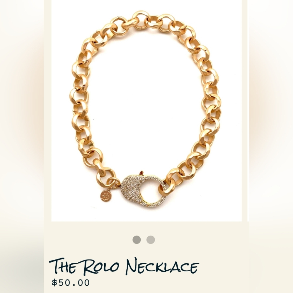 Gold Chain Necklace with Crystal Accent